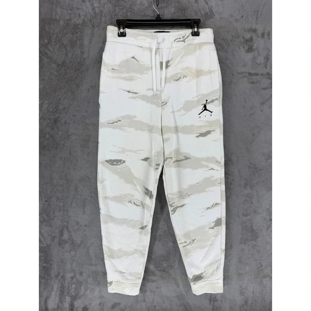 Jordan Air Mens Fleece Joggers White Grey Tiger Camo AV2316-100 Size S